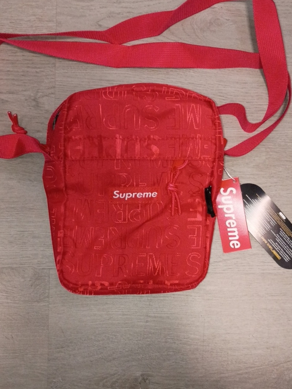 Supreme Red Embossed Crossbody Shoulder Bag
